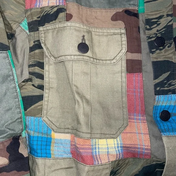 RRL Flannel Patchwork Military Jacket - Picture 3 of 15